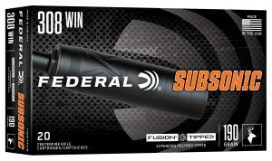 Federal F308TF3SUB  Subsonic 308Win 190gr Fusion Tipped 20 Per Box/10 Case