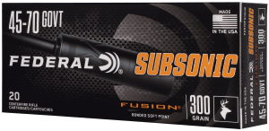 Federal F4570FS1SUB  Subsonic 45-70Gov 300gr Fusion Soft Point 20 Per Box/10 Case
