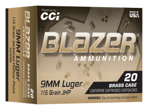 CCI 5239A Blazer 9mmLuger 115gr Jacketed Hollow Point 20 Per Box/25 Case