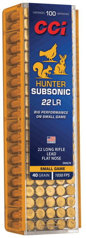 CCI 2R40LFN Hunter Subsonic 22LR 40gr Lead Flat Nose 100 Per Box/50 Case