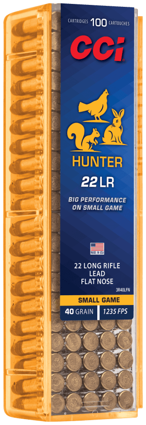 CCI 3R40LFN Hunter 22LR 40gr Lead Flat Nose 100 Per Box/50 Case