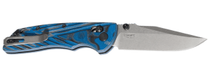 Hogue 24273 Deka  3.25" Folding Clip Point Plain Stone Tumbled CPM MagnaCut Steel Blade  G-Mascus Blue Aluminum/G10 Handle