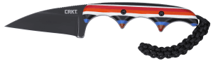 CRKT 2385G Minimalist 1.98" Fixed Wharncliffe Plain Black Stonewashed D2 Steel Blade  Red/White/Blue G10 Handle