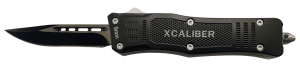 Xcaliber Knife Company  9mm  Small 2.75" OTF Drop Point Black 440C SS Blade  3.91" Steel Handle