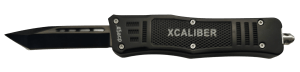 Xcaliber Knife Company  45 ACP  3.25" OTF Tanto Plain Black 440C SS Blade  4.64" Steel Handle