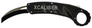 Xcaliber Knife Company  Karambit  3" OTF Reverse Tanto Plain Black 440C SS Blade  5.75" Aluminum Handle