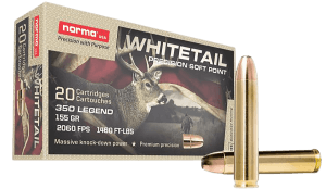Norma Ammunition 603404704 Whitetail  350Legend 155gr Soft Point 20 Per Box/10 Case