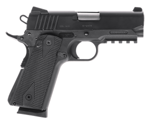 Tanfoglio TFPUGIO9 Pugio  Compact 9mm Luger 10+1 3.54" Stainless Bull Barrel  Black Steel Serrated Slide  Black Polymer Frame w/Beavertail & Picatinny Rail  Textured Grip