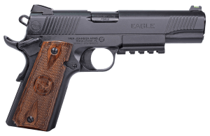 Iver Johnson Arms EAGLELRG2 Eagle Gen2 LR Government 45 ACP 8+1 5" Overall Black QPQ Crowned Barrel  Steel Serrated Slide & Frame w/Beavertail  Dymondwood Engraved w/Logo Grip