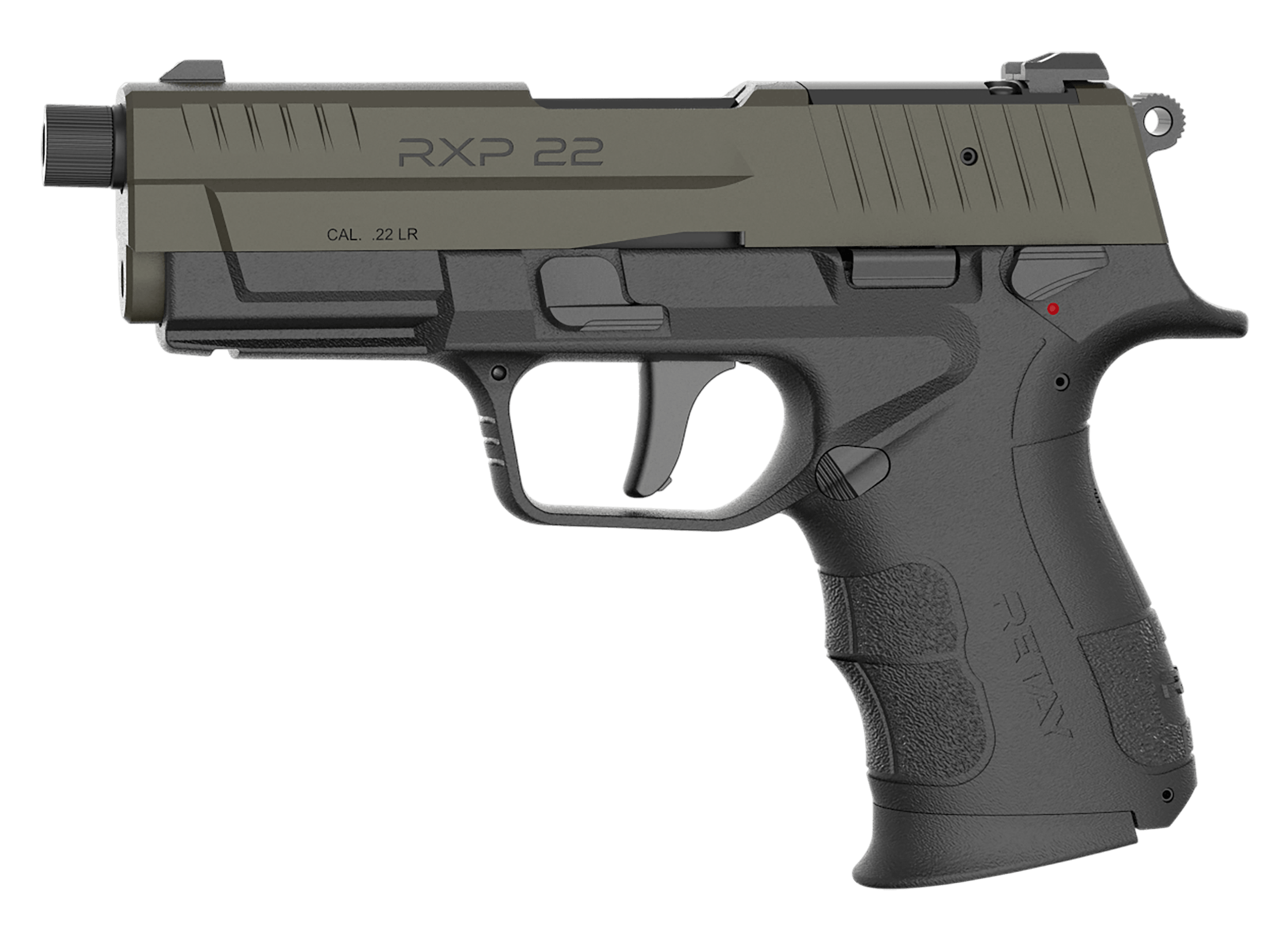 Retay USA RXP22BLKODSL13TH RXP 22 LR 13+1 4" Threaded Barrel OD Green Cerakote Optic Ready/Serrated Slide Black Cerakote Polymer Frame w/Accessory Rail RMR/RMSc Footprint