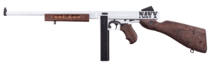 Thompson TM1C5 Navy 250th Anniversary 45 ACP 30+1 16.50" Arctic White & Savage Stainless Cerakote Arctic Steel Barrel & Receiver  Engraved Walnut Fixed Stock  Engraved Wood Grip