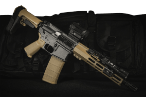 Shark Coast Tactical SCC04427TWB-P Tumbleweed Bundle 5.56 NATO 30+1 10.50" Threaded Melonite Barrel  Gray/Tan Cerakote Aluminum Receiver w/Pic Rail  M-LOK Handguard  Tan Polymer Magpul SL-K Stock & Grip  Vortex Sprax Red Dot  StreamLight ProTac Rail