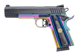 Chiappa Firearms 440237 1911 Superior Full Size Frame 45 ACP 8+1 5" Black Optic Ready/Serrated Slide  Blue Laminate Grip  RMR/RMSc Footprint
