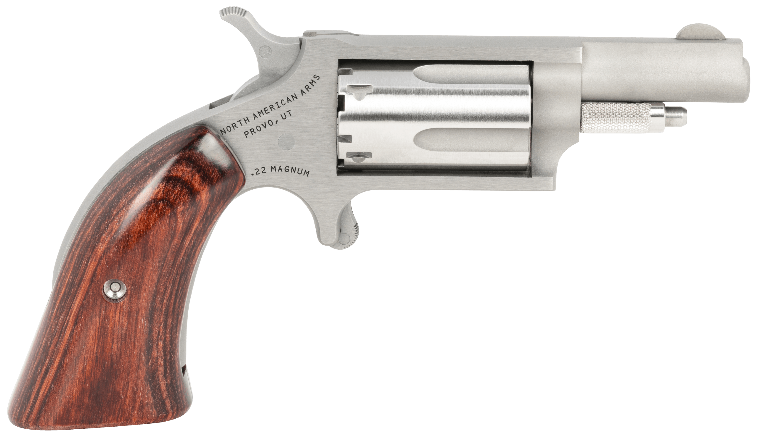 North American Arms 22MGBG Mini-Revolver 22 WMR 5 Shot 1.63" Barrel Stainless Steel Barrel/Cylinder/Frame Exclusive Wood Boot Grip