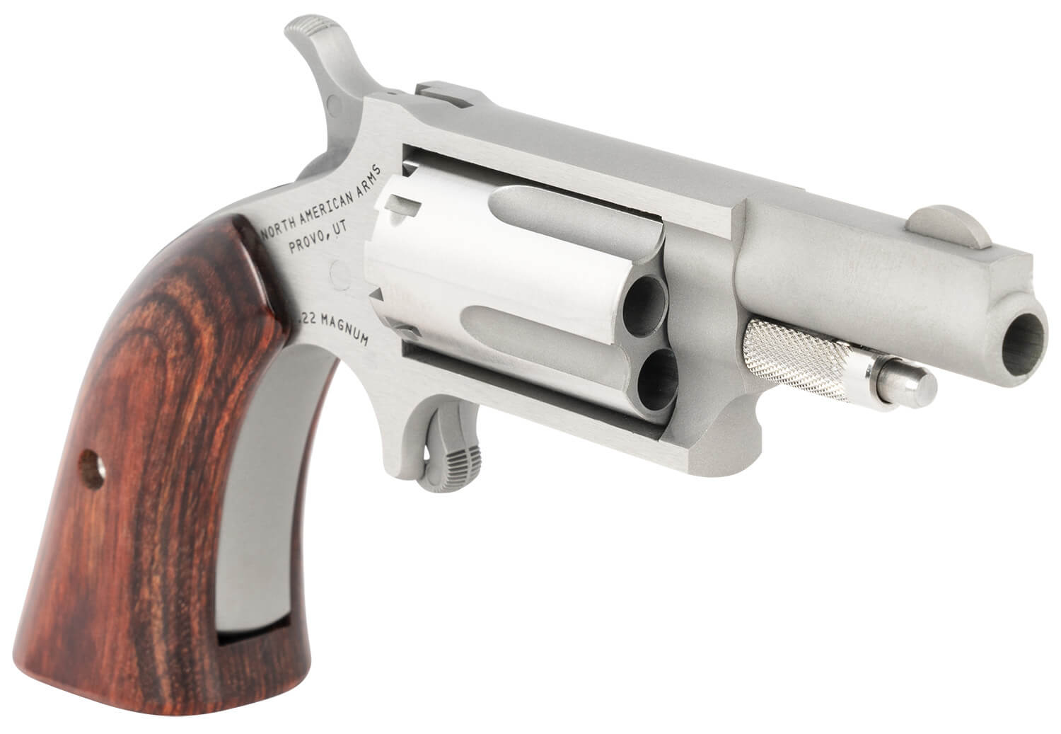 North American Arms 22MGBG Mini-Revolver 22 WMR 5 Shot 1.63" Barrel Stainless Steel Barrel/Cylinder/Frame Exclusive Wood Boot Grip - Image 3