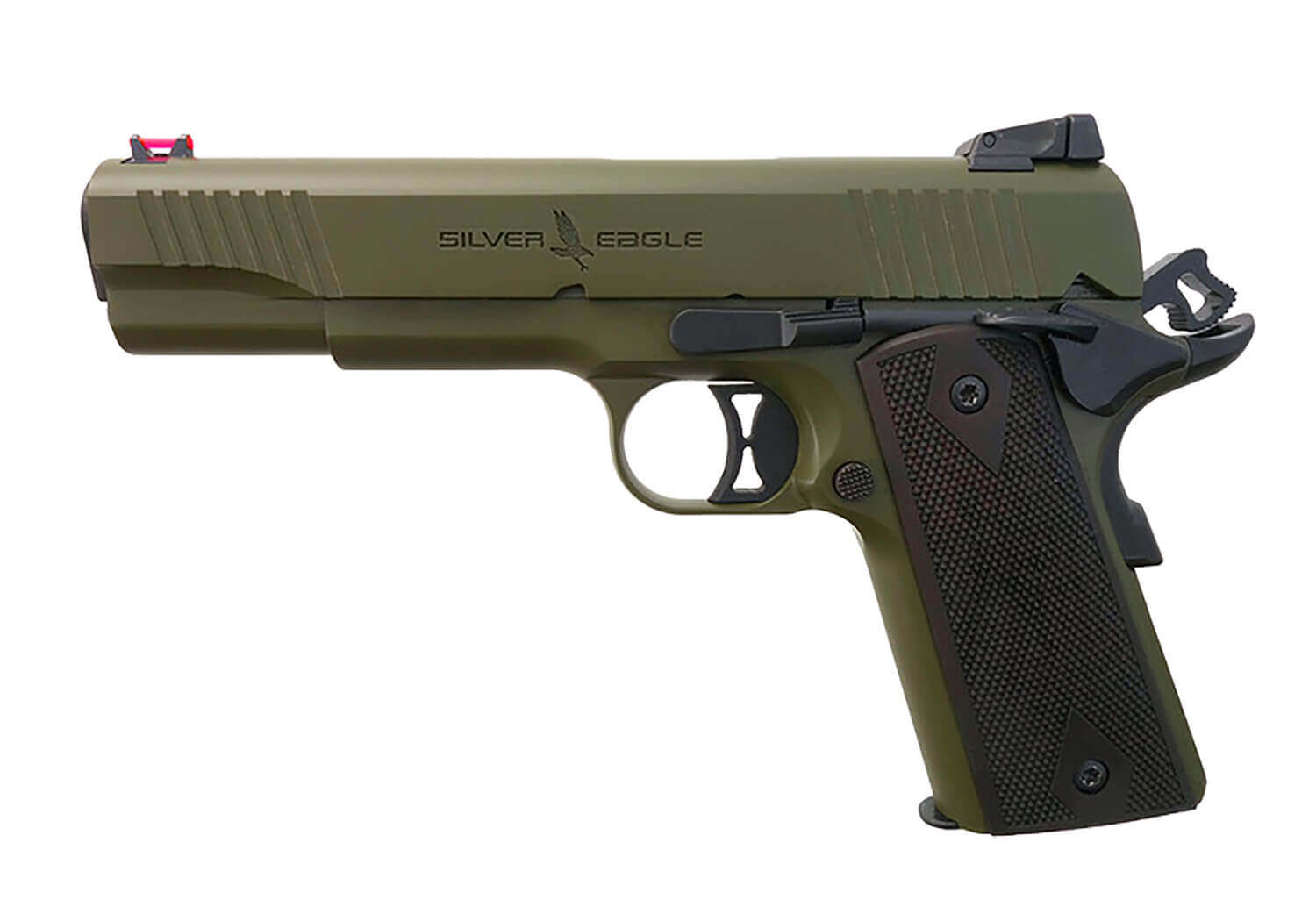 T R Imports 191145GREEN 1911 45 ACP 7+1 Overall Green Cerakote Walnut Grip - Image 2