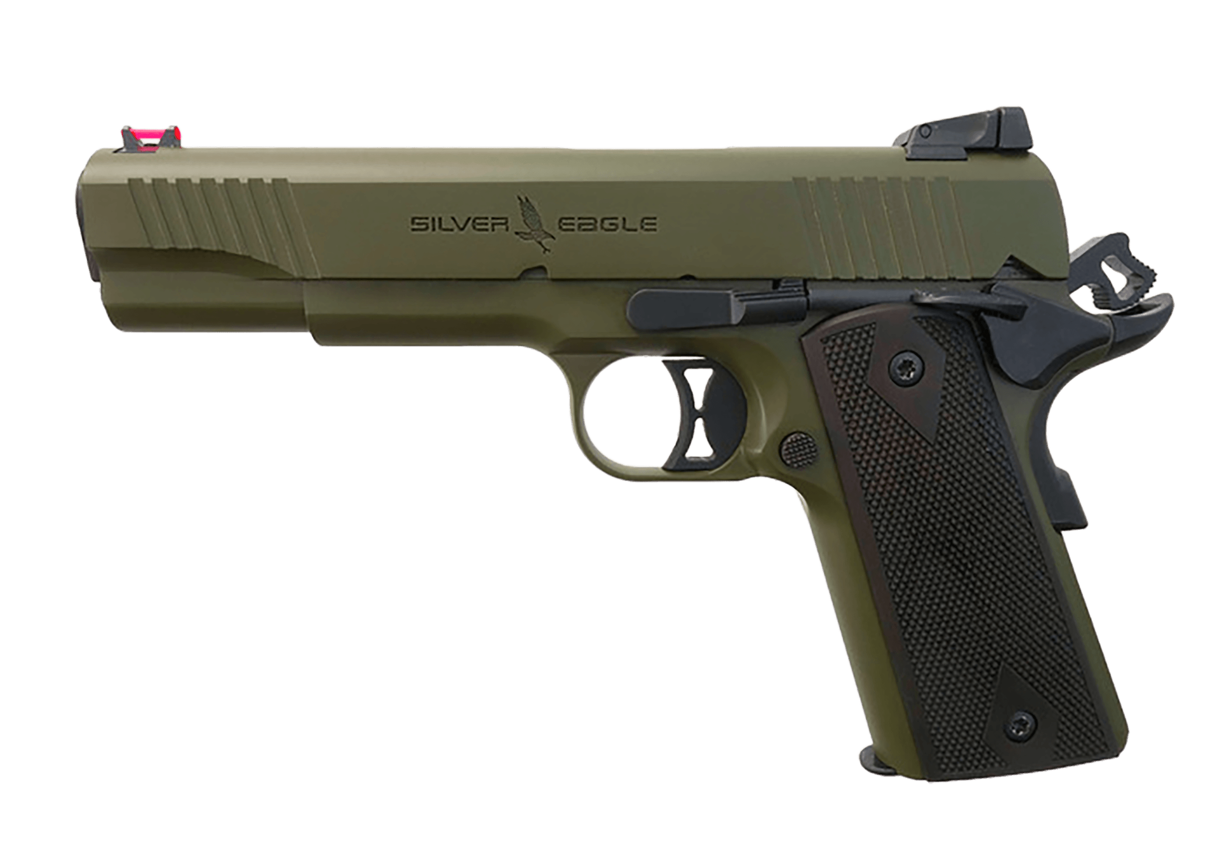 T R Imports 191145GREEN 1911 45 ACP 7+1 Overall Green Cerakote Walnut Grip