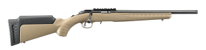 Ruger 8371 American Rimfire 17 HMR 15+1 16" Satin Blued Threaded Barrel & Alloy Steel Receiver w/Picatinny Rail  Black/FDE High Comb Synthetic Stock  Thread Protector