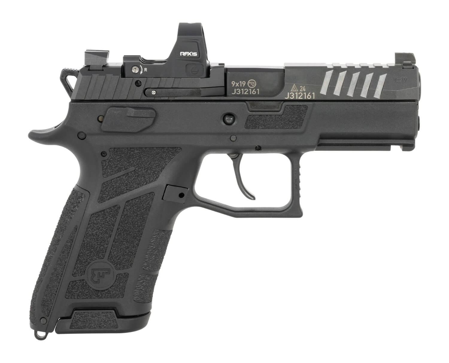 CZ-USA 91604 P-09 C Nocturne Compact 9mm Luger 15+1 3.75" Black Steel Serrated w/Optic Slide Black Polymer Frame w/Picatinny Rail Interchangeable Backstrap Grip Viridian RFX-15 - Image 4