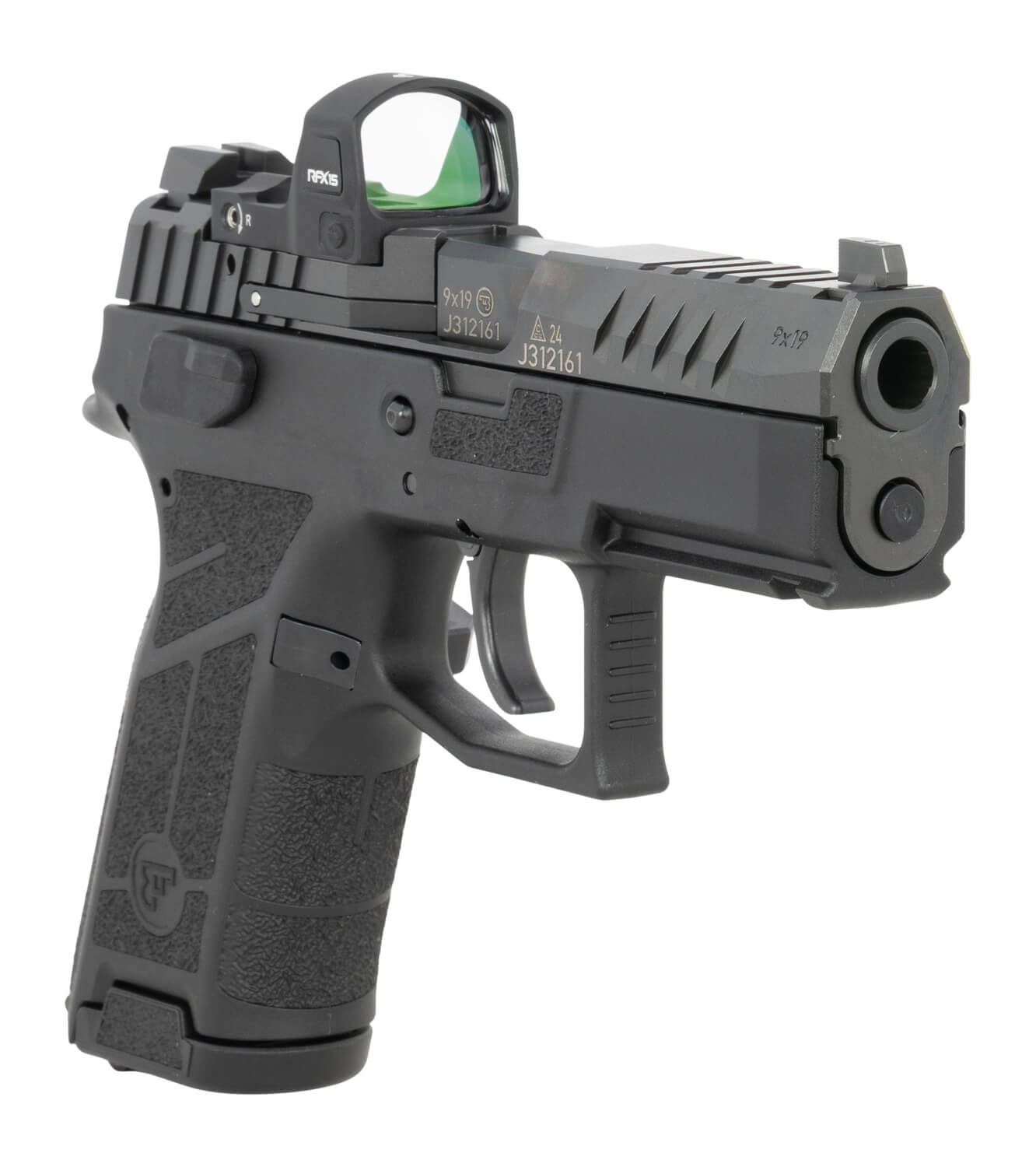 CZ-USA 91604 P-09 C Nocturne Compact 9mm Luger 15+1 3.75" Black Steel Serrated w/Optic Slide Black Polymer Frame w/Picatinny Rail Interchangeable Backstrap Grip Viridian RFX-15 - Image 3