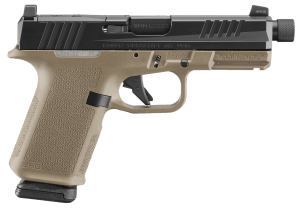 Ruger 19435 RXM  Ruger 19435 RXM 9mm Luger 15+1 4.50" Black FNC Nitride Threaded Barrel & Optic Ready/Serrated Slide  Flat Dark Earth Polymer Frame w/Accessory Rail  Textured Grip  RMSc/RMR/DeltaPoint Pro Footprint