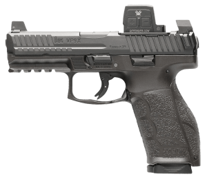 HK 81001356 VP9A1 X w/Optic Full Size Frame 9mm Luger 10+1 4.09" Black Barrel  Black Steel Serrated w/Optic Slide  Black Polymer Frame w/Picatinny Rail  Textured Grip  Vortex CCW