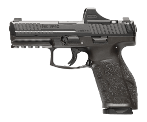 HK 81001388 VP9A1 X w/Optic *CA Compliant Full Size Frame 9mm Luger 10+1 4.09" Black Barrel  Black Steel Serrated w/Optic Slide  Black Polymer Frame w/Picatinny Rail  Textured Grip  Holosun SCS Super Green