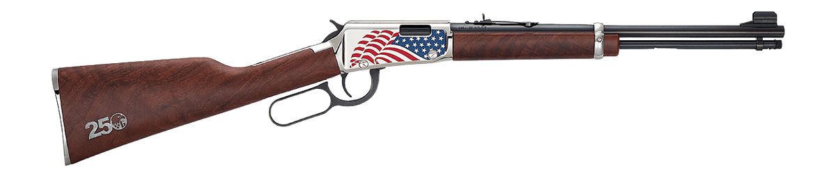 Henry H001Y250 America's 250th Anniversary Tribute Edition Youth 22 S/L/LR 13/14/18+1 16.50" Blued Octagon Barrel Polished Nickel Plating Hardened Brass Grooved Receiver American Walnut Straight Grip Stock w/American Flag Cerakote