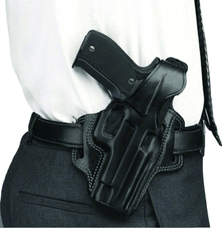 Galco FL104B Fletch  OWB Black Leather Belt Slide Fits Ruger GP100 Fits S&W L Frame Right Hand