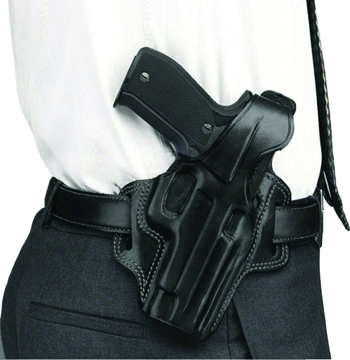 Galco FL104B Fletch OWB Black Leather Belt Slide Fits Ruger GP100 Fits S&W L Frame Right Hand