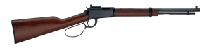Henry H001TRP22 Tracker Carbine 22 S/L/LR 13/14/18+1 16.50″ Blued Octagon Barrel  Black Aluminum Grooved Receiver  American Walnut Straight Grip Stock