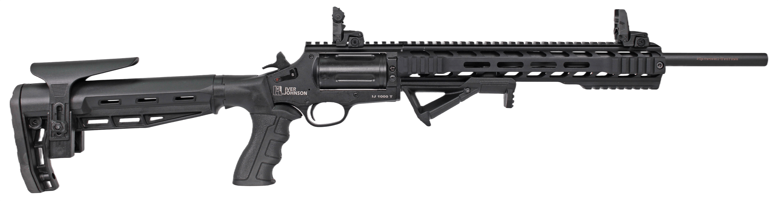 Iver Johnson Arms IJ1000T IJ1000 410 Gauge 5rd 18″ Matte Black Barrel Chrome Matte Black Chrome Receiver w/Picatinny Rail Black Fixed Stock Iver Johnson Arms IJ1000T IJ1000 410 Gauge 5rd 18″ Matte Black Barrel Chrome Matte Black Chrome Receiver w/Picatinny Rail Black Fixed Stock