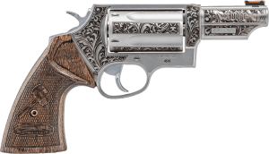 Taurus 2-441039T-20YR Judge 20th Anniversary Compact 45 Long Colt/ 410 Gauge 5 Shot 3" Stainless Engraved Stainless Steel Barrel  Cylinder & Frame  Engraved Wood Grip  Transfer Bar Safety