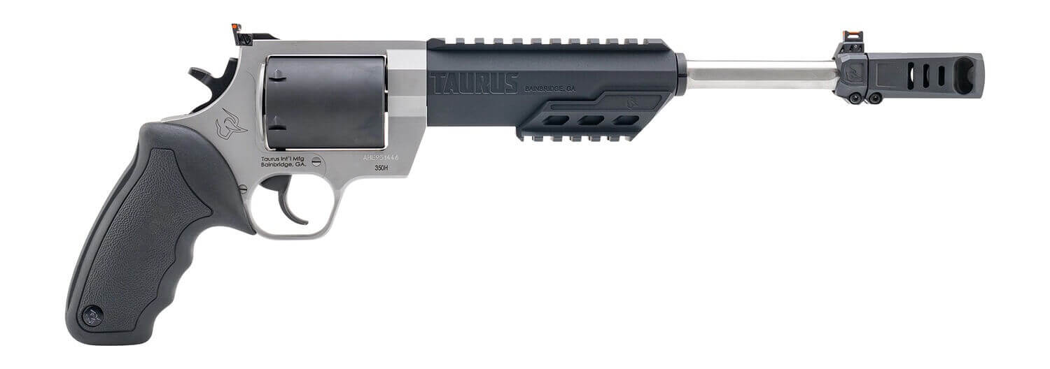 Taurus 2-350105RH Raging Hunter Large 350 Legend 6 Shot 10.50" Matte Stainless Picatinny Rail Barrel w/Muzzle Brake Matte Black Oxide Cylinder Matte Stainless Steel Frame Transfer Bar Safety Exposed Hammer - Image 3