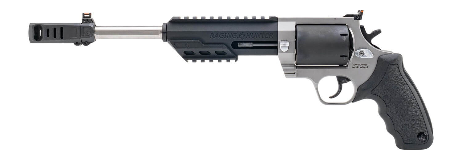 Taurus 2-350105RH Raging Hunter Large 350 Legend 6 Shot 10.50" Matte Stainless Picatinny Rail Barrel w/Muzzle Brake Matte Black Oxide Cylinder Matte Stainless Steel Frame Transfer Bar Safety Exposed Hammer - Image 2