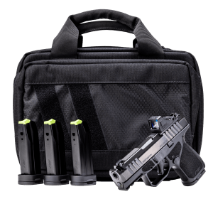 Rost Martin RM1SBLKOSP(COMP)SPL RM1S Comp Bundle 9mm Luger 12+1 15rd 3.60" Compensated Barrel  Black Nitron Steel Integrated Compensator/Serrated w/Optic Slide  Black Polymer Frame w/Picatinny Rail  Textured Grip  Viridian RFX-11 Green