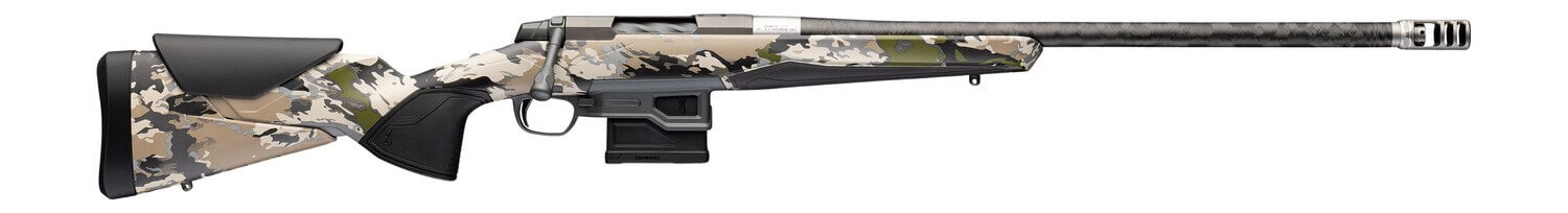 Browning 036141297 X-Bolt 2 Speed LR 300 PRC 5+1 26" Carbon Fiber Threaded Barrel Tungsten Cerakote Steel Drilled & Tapped Receiver Ovix Camo w/Black Overmold Adj Vari-Tech Synthetic Stock Right Hand - Image 4