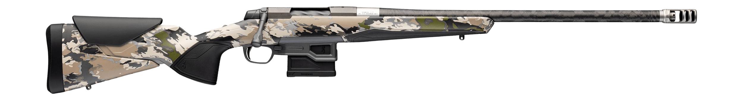 Browning 036141297 X-Bolt 2 Speed LR 300 PRC 5+1 26" Carbon Fiber Threaded Barrel Tungsten Cerakote Steel Drilled & Tapped Receiver Ovix Camo w/Black Overmold Adj Vari-Tech Synthetic Stock Right Hand