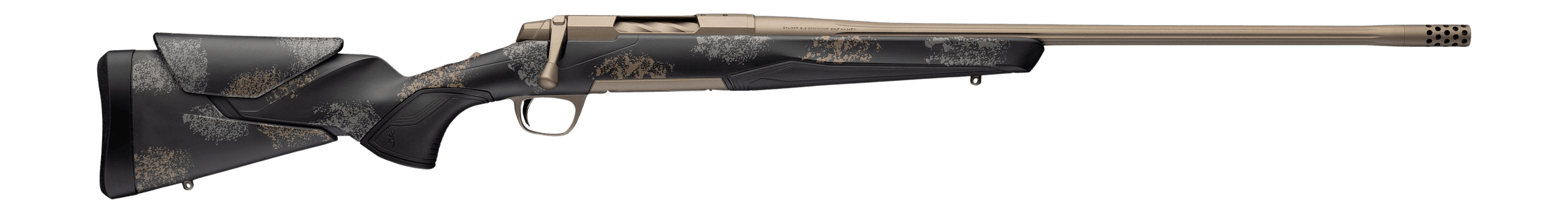 Browning 036142299 X-Bolt 2 Speed HD Full Size 6.8 Western 3+1 24" Smoked Bronze Cerakote Fluted Threaded Barrel Smoked Bronze Cerakote Steel Drilled & Tapped Receiver Bronze/Gray Camo w/Black Overmold Adj Vari-Tech Synthetic Stock Right Hand