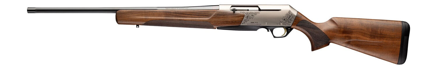 Browning 039032211 BAR MK4 Medallion Full Size 243 Win 4+1 22" Polished Blued Fluted Barrel Matte Nickel Engraved Aluminum Alloy Drilled & Tapped Receiver Oiled Turkish Walnut Fixed Stock Left Hand - Image 4
