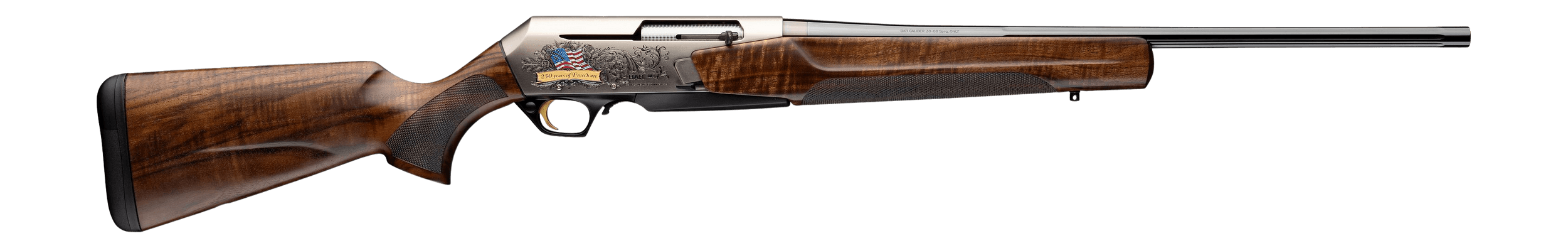 Browning 039036218 BAR MK4 Medallion Americana Full Size 308 Win 4+1 22" Blue Polished Fluted Barrel Matte Nickel Engraved Aluminum Alloy Drilled & Tapped Receiver Turkish Walnut Fixed Stock
