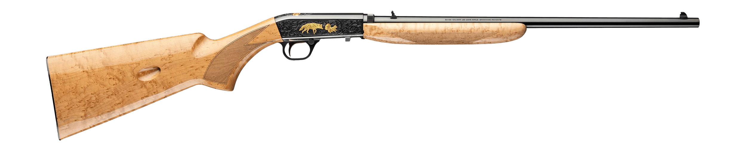 Browning 021051102 SA-22 Full Size 22 LR 10+1 19.38" Blue Polished Steel Barrel Gray w/Gold Scroll Engraving Steel Receiver Grade V Birds Eye Maple Fixed Stock Ambidextrous