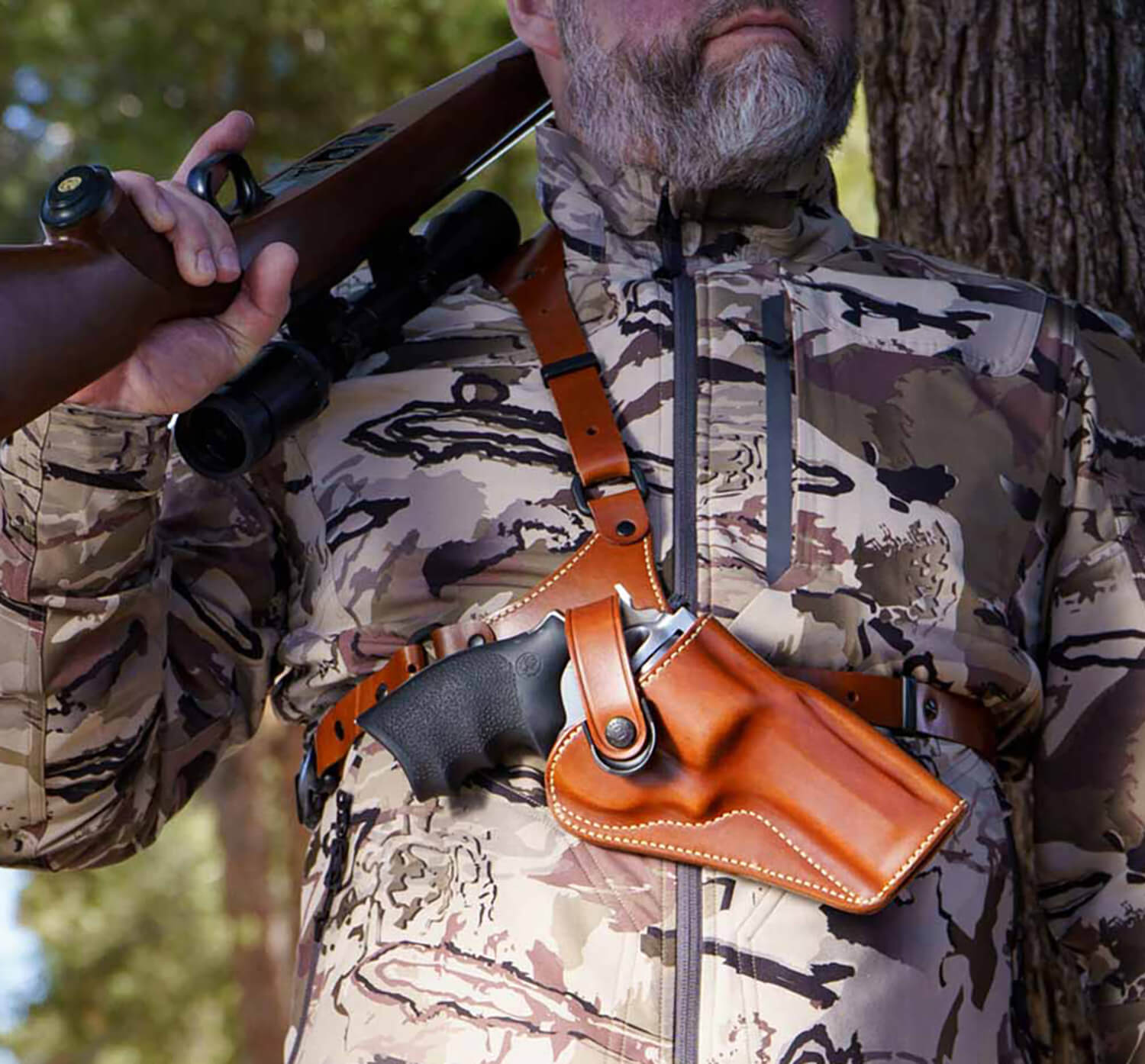 Galco GA194 Great Alaskan Size Fits Chest Up To 54" Tan Leather Shoulder/Torso Strap Fits Ruger RedHawk Fits Ruger GP100 Right Hand - Image 2