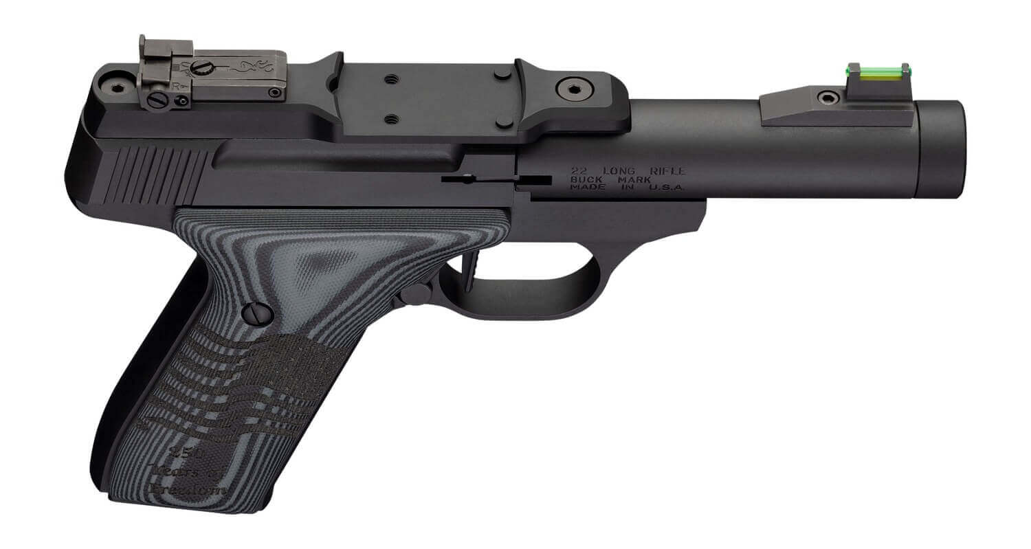 Browning 051611490 Buck Mark Black Label 250 SR 22 LR 10+1 4" Matte Black Bull Threaded Barrel Optics Cut Receiver Matte Black Aluminum Frame Black G10 Grip w/ Inscribed Waving Flag RMSc Footprint - Image 3