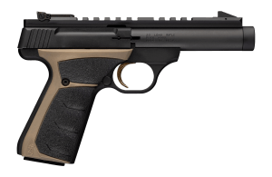 Browning 051614490 Buck Mark Field Target 22 LR 10+1 4.40" Matte Black Bull Threaded Barrel  Picatinny Rail Receiver  Matte Black FDE w/Black Overmold Grip