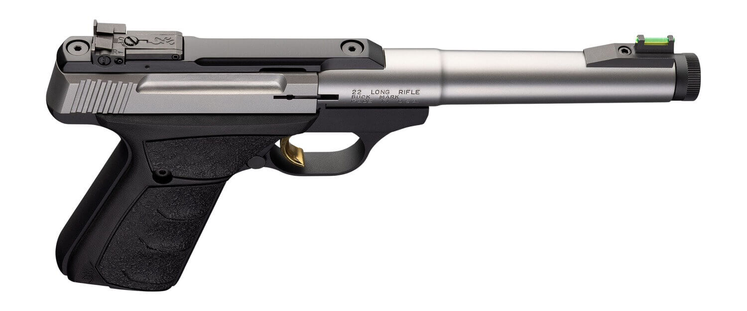 Browning 051616490 Buck Mark Camper SR 22 LR 10+1 5.90" Stainless Threaded Bull Barrel Matte Black Aluminum Receiver Black Overmolded UFX Grip - Image 3