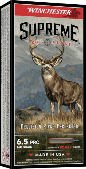 Winchester Ammo S65PBC Supreme Long Range 6.5PRC 140gr BC Max 20 Per Box/10 Case