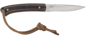 CRKT 2382C Biwa  3.02" Fixed Plain Satin 8Cr13MoV SS Blade  Black/Brown G10 Handle
