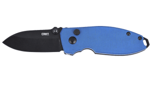 CRKT 2474BDC SQUID  EDC 2.27" Folding Plain Black Oxide D2 Steel Blade  Blue Micarta Handle
