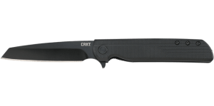 CRKT 3802KC LCK + EDC 3.24" Folding Tanto Plain Black Oxide 8Cr13MoV SS Blade Black GRN Handle